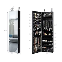 Mirrored Jewelry Cabinet Jewelry Organizer w/2 Led Lights