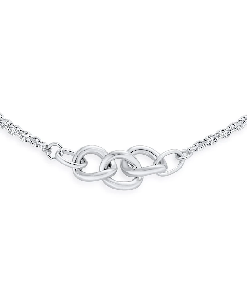 Bling Jewelry Double Chain Love Two Interlocking Urban Trio Chain Link Anklet Ankle Bracelet .925 Sterling Silver Adjustable 9 -10 Inch