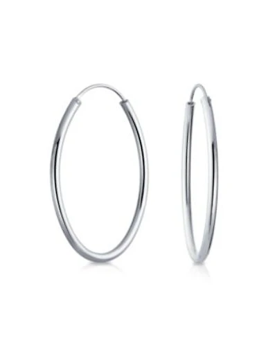 Bling Jewelry Thin Minimalist Hoop Huggie Earrings Sterling Silver Various Sizes