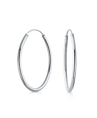 Bling Jewelry Thin Minimalist Hoop Huggie Earrings Sterling Silver Various Sizes