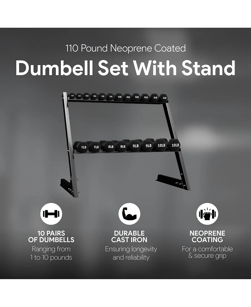 BalanceFrom Fitness Pound Neoprene Coated Dumbbell Set with Stand