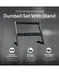 BalanceFrom Fitness Pound Neoprene Coated Dumbbell Set with Stand