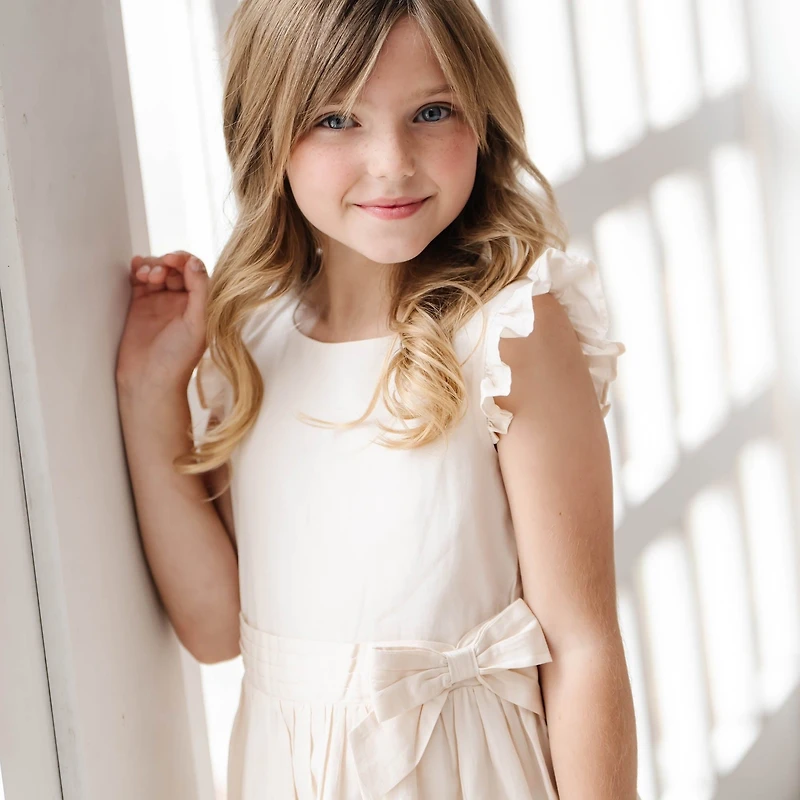 Hope & Henry Toddler Girls Flutter Sleeve Tiered Sateen Party Dress