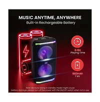 Pyle Portable Pa Speaker & Microphone System With Led Party Lights, Bluetooth, & Fm Radio, 600 Watt
