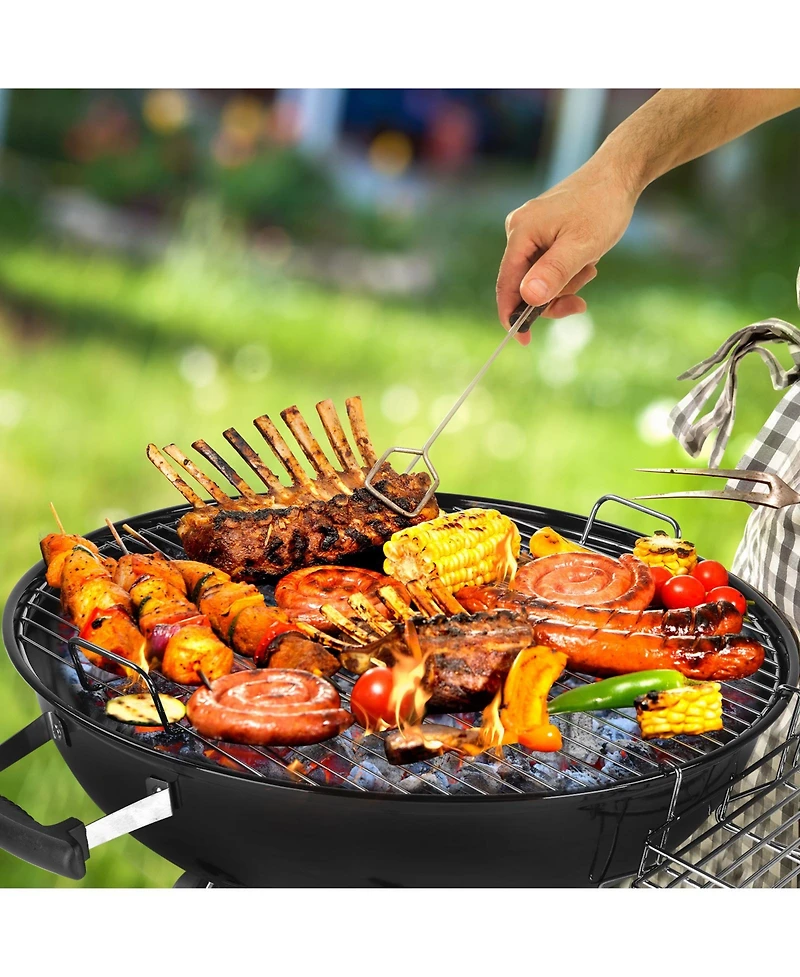 Slickblue Portable Charcoal Grill with Wheels and Storage Holder