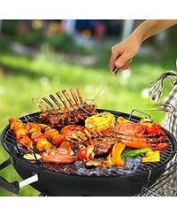 Slickblue Portable Charcoal Grill with Wheels and Storage Holder