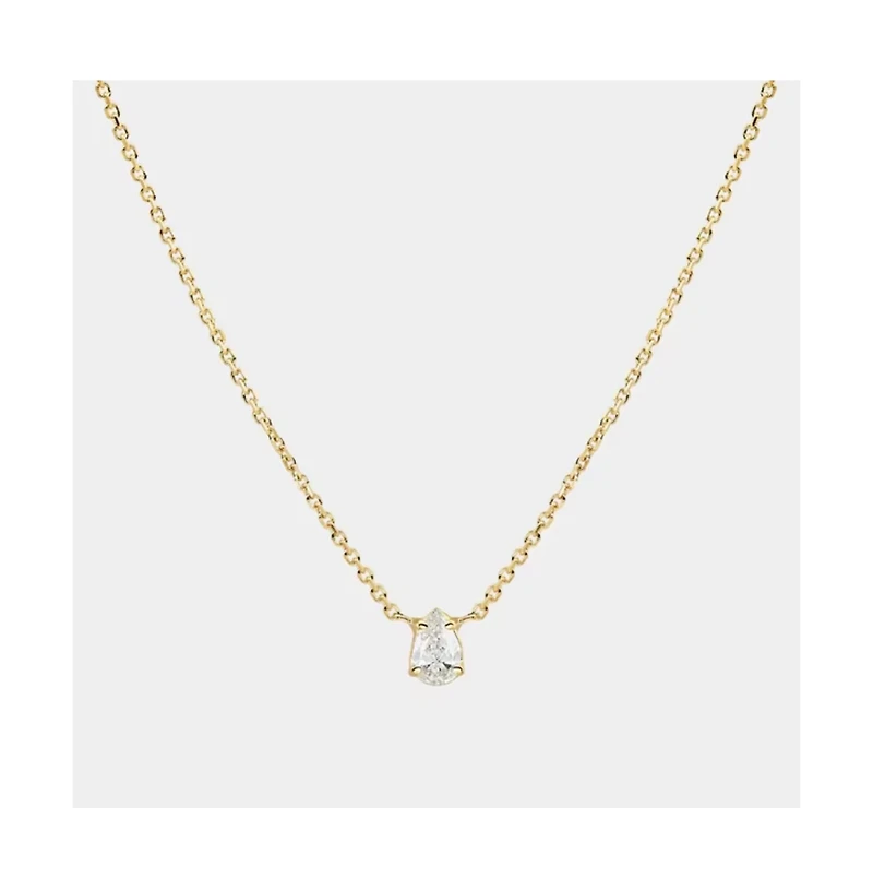 Hollywood Sensation 18K Gold Plated Sterling Silver Dainty Cable Chain Necklace with Aaaaa Pear Cut Cubic Zirconia Pendant