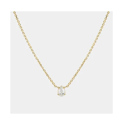 Hollywood Sensation 18K Gold Plated Sterling Silver Dainty Cable Chain Necklace with Aaaaa Pear Cut Cubic Zirconia Pendant
