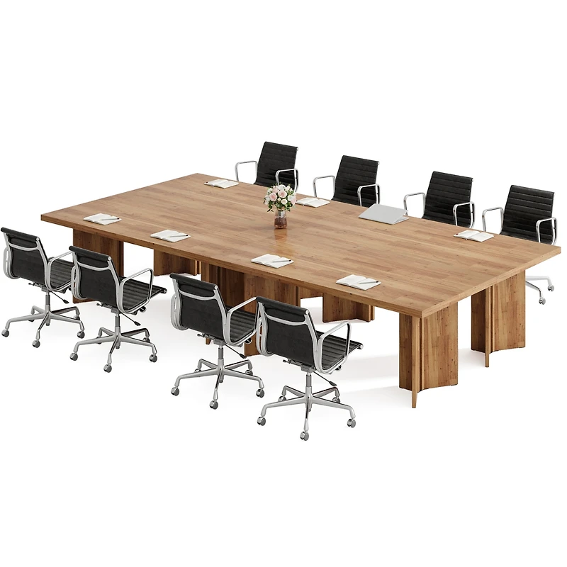 Tribesigns 5.5FT Conference Table, 63-inch Rectangle Meeting Seminar Table, Large Wooden Business Tables for 4-6 People, Heavy Duty Pedestal