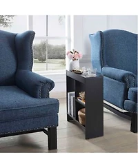 Kings Brand Furniture Side End Table With Drink Holders Storage Shelves Magazine Holder Narrow Slim Chair Couch Table Nightstand Bedside Table For Bedroom Living Room
