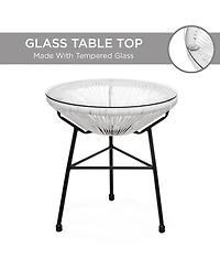 Best Choice Products 3-Piece All-Weather Patio Acapulco Bistro Furniture Set w/ Rope, Glass Top Table