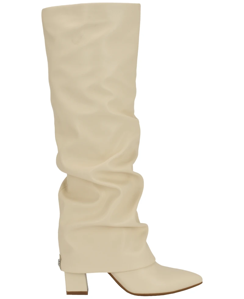 Guess Women's Geima Knee-High Foldover Slouch Tall Block Heel Dress Boots