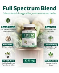 Greens Extract Blend Capsules, Antioxidant Supplement for Natural Metabolism Boost, Health's Harmony, 120ct