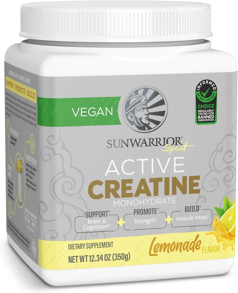 Sunwarrior Active Creatine Powder, Lemonade Flavor, 350gm
