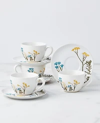 Lenox Wildflowers Espresso Cup & Saucer, Service for 4