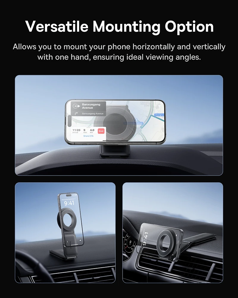 Baseus Magnetic Car Phone Mount Wireless Car Mount Fast Charge Charging Station,C02 Mega