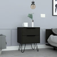 Depot E-shop Begonia 2 Nightstand, Hairpin Legs, Two Drawers