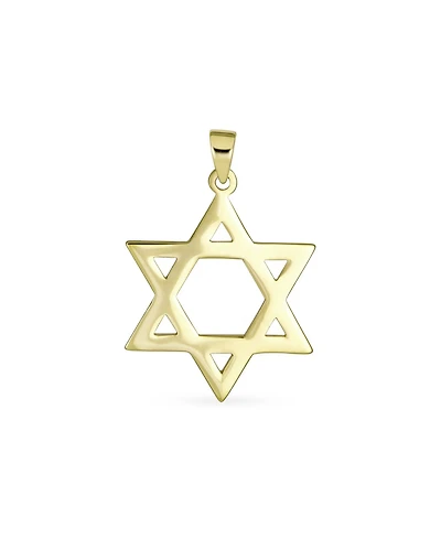 Bling Jewelry Solid 14K Yellow Gold Amulet Spiritual Protection Symbol Traditional Religious Magen Judaic Hanukkah Intertwined Star Of David Necklace