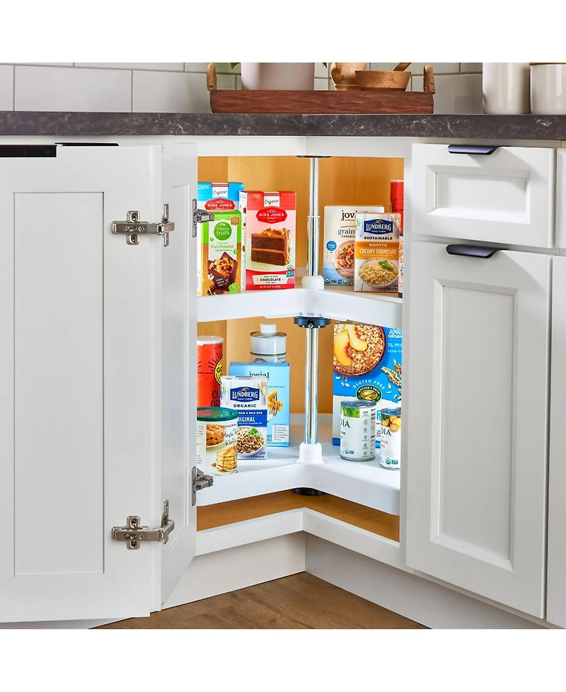 Rev-a-Shelf 28'' Lazy Susan Kidney Polymer 2-Shelf, White, 3472-28-11-52