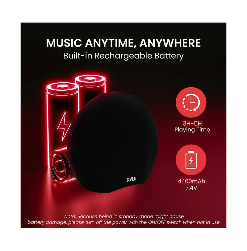 Pyle Dual 3” Portable Waterproof Bluetooth Speaker With Wired Microphone & Remote, 280 Watt