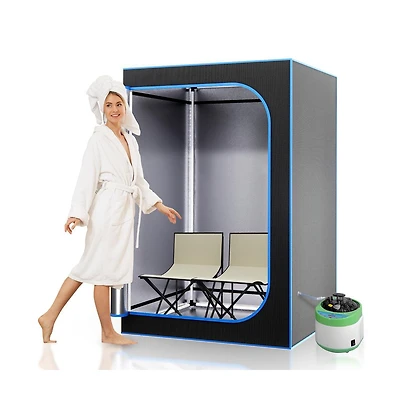 SereneLife Compact & Portable Steam Sauna With Two Foldable Chairs