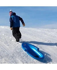 Flexible Flyer Spitfire Sled 1 Person Toboggan with Tow Rope & Seat Pad, Blue