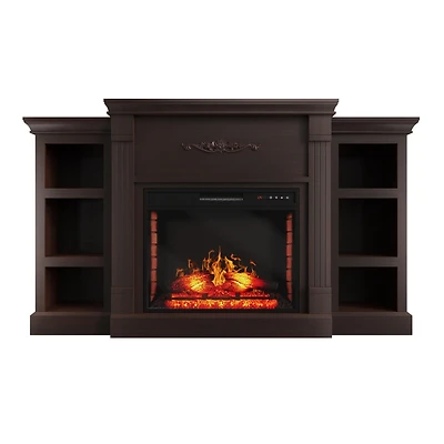 Mondawe 70" Tv Stand with 28" Fireplace - 99lb Top, Remote, 4 Flame, 5000 Btu Heat, Timer & Safety