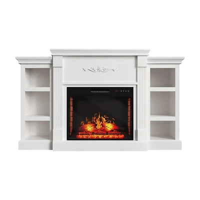 Mondawe 70" Tv Stand with 28" Fireplace - 99lb Top, Remote, 4 Flame, 5000 Btu Heat, Timer & Safety