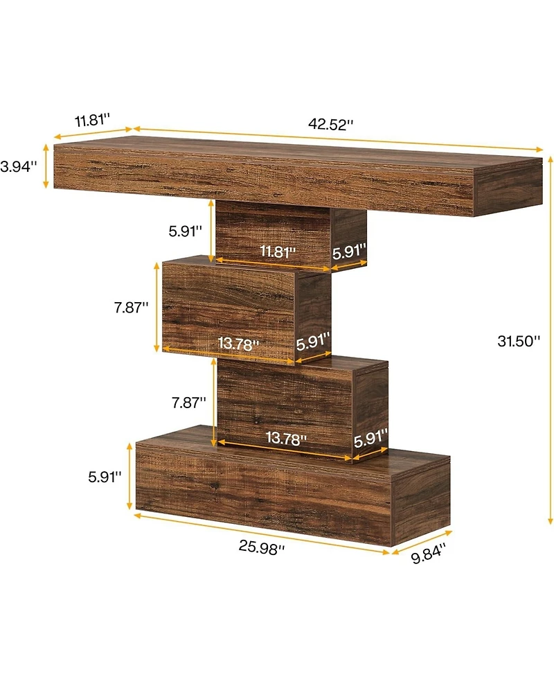Tribesigns Farmhouse Console Table, 42.5-Inch Narrow Wood Sofa Table Behind Couch with Geometric Base, Industrial Entryway Accent Table for Living Roo
