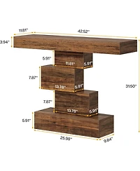 Tribesigns Farmhouse Console Table, 42.5-Inch Narrow Wood Sofa Table Behind Couch with Geometric Base, Industrial Entryway Accent Table for Living Roo
