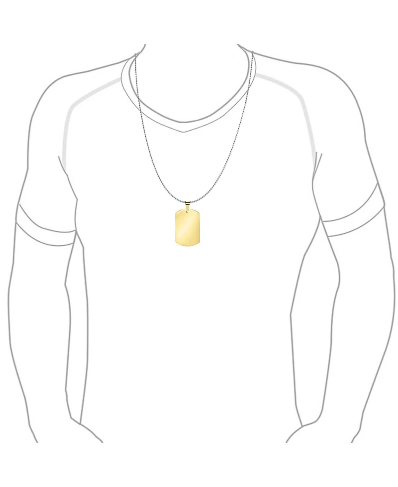 Bling Jewelry X-Large Plain Id Military Army Dog Tag Pendant Necklace Stainless Steel 24 Inch Ball Chain