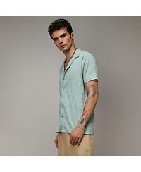 Campus Sutra Men's Sage Green Grain-Textured Shirt