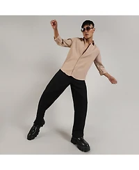 Campus Sutra Men's Beige Textured Interweave Shirt