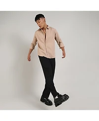 Campus Sutra Men's Beige Textured Interweave Shirt