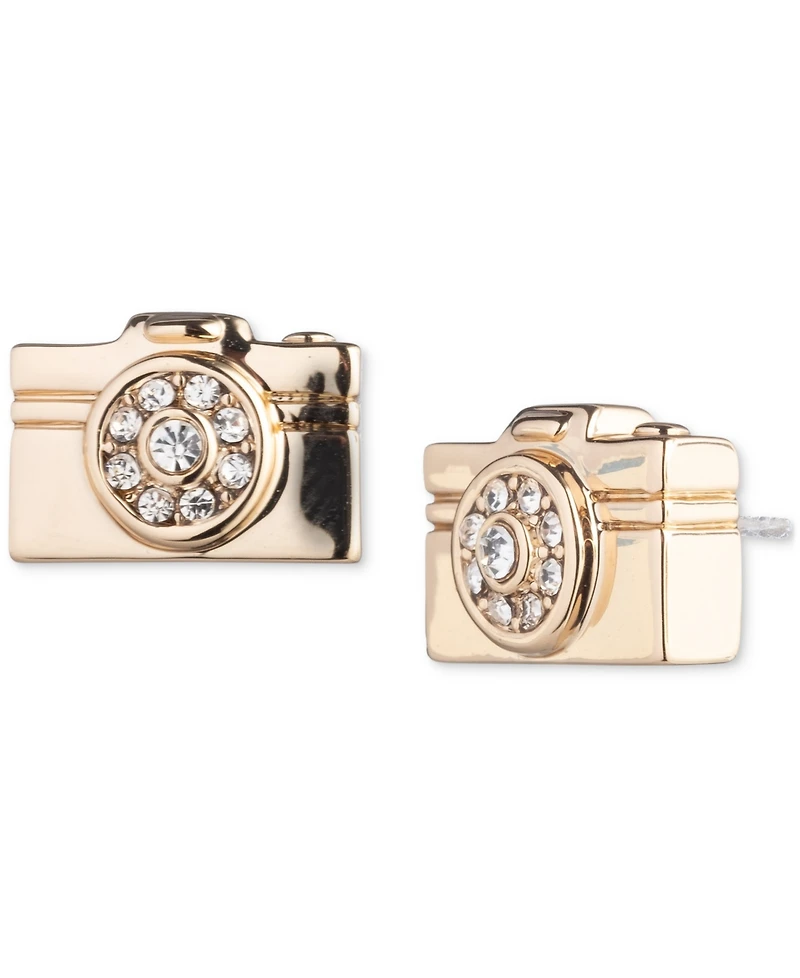 Emily in Paris Gold-Tone Pave Camera Stud Earrings