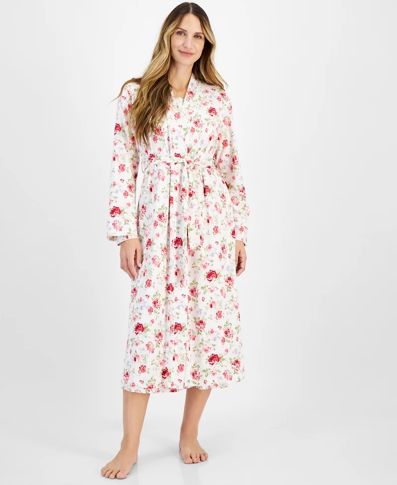 Charter Club Women's Cotton Floral Long Robe