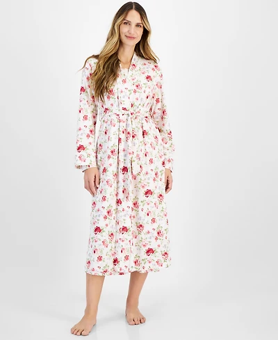Charter Club Women's Cotton Floral Long Robe