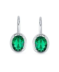 Bling Jewelry Oval Cz Drop Earrings Lever Back Sterling Silver