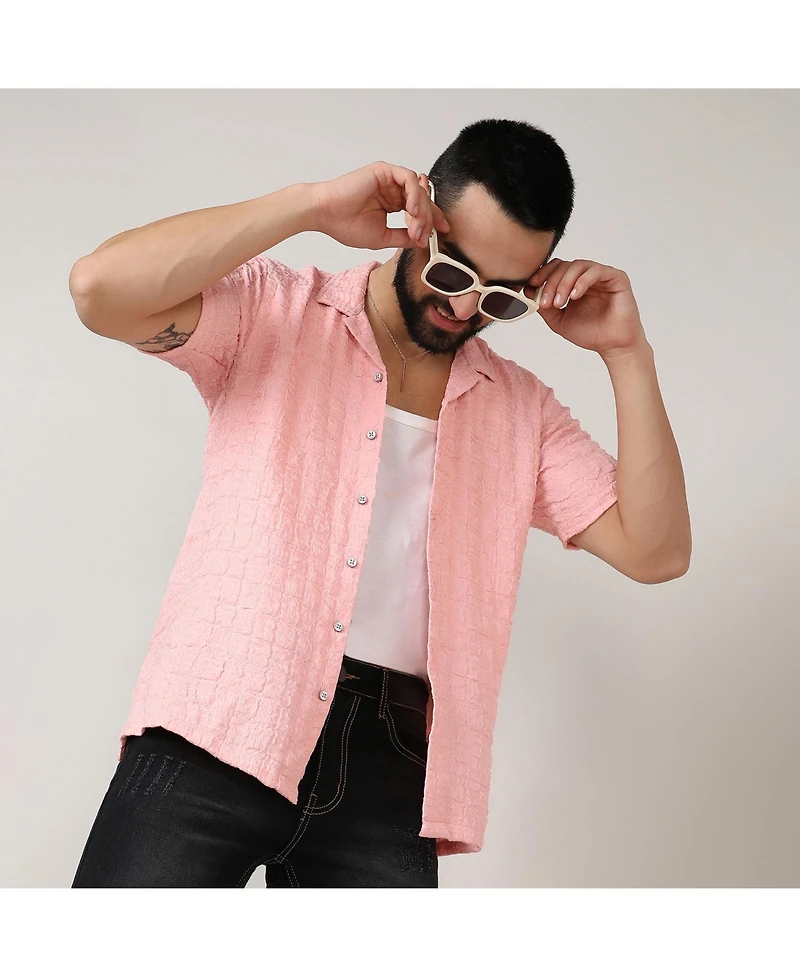 Men's Baby Pink Box-Creased Shirt