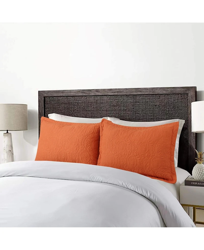 MarCielo 2 Pcs Embroidered Pillow Shams-Standard