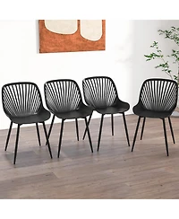 Gymax Plastic Dining Chair Set of 4 w/ Metal Legs Cutout Backrest Curved Seat