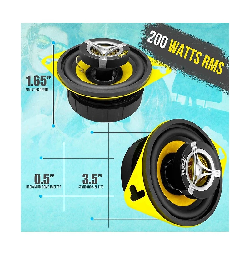 Pyle 3.5" Two-Way Car Speakers, 120 Watt