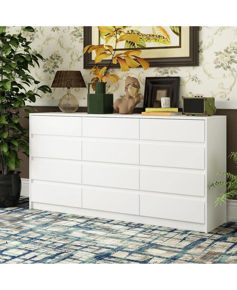 Homsee White Chest of Drawers for Home Storage with 12-Drawer