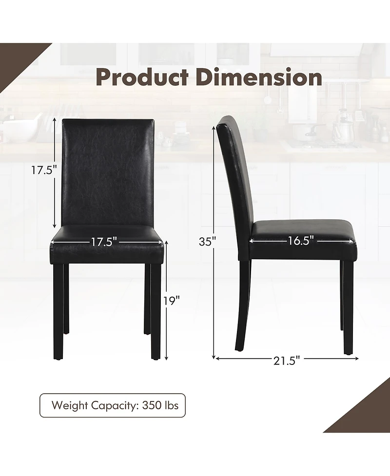 Gymax Dining Chair Set of 4 w/ Acacia Wood Frame & Rubber Wood Legs Padded Backrest Brown