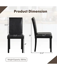 Gymax Dining Chair Set of 4 w/ Acacia Wood Frame & Rubber Wood Legs Padded Backrest Brown