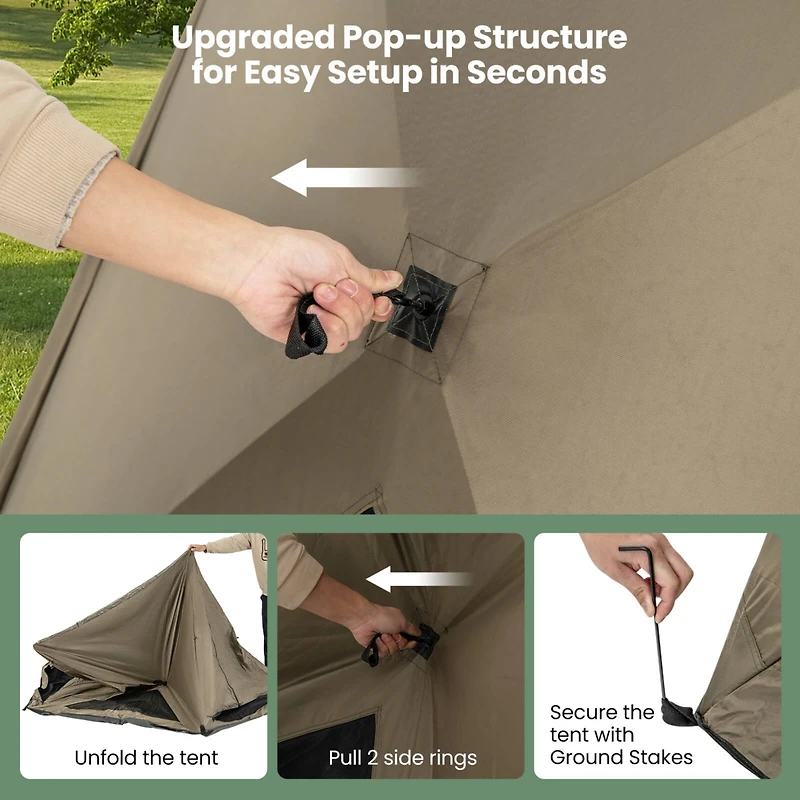 Pop-up Camping Tent for 4/5/6 People with Rainfly Skylight 3 Doors 3 Windows