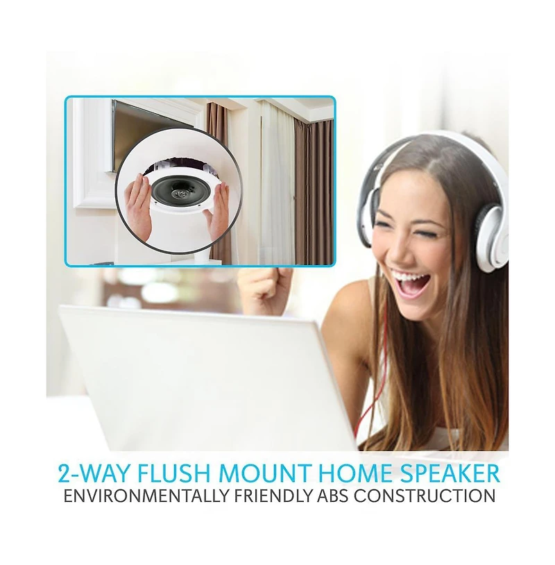 Pyle 8.0'' Bluetooth Ceiling/Wall Speakers, 2-Way Flush Mount, 250 Watt, Home Speaker Pair