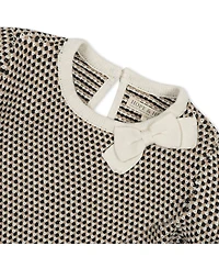 Hope & Henry Baby Girls Organic Long Sleeve Bow Detail Tweed Sweater Dress