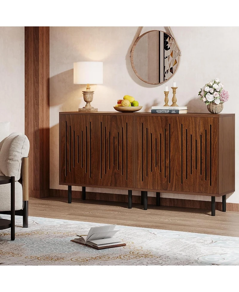 Tribesigns Sideboard Buffet Cabinet, Buffet Cabinet Sideboard Cabinet with Doors & Adjustable Shelves, Freestanding Accent Storage Cabinet