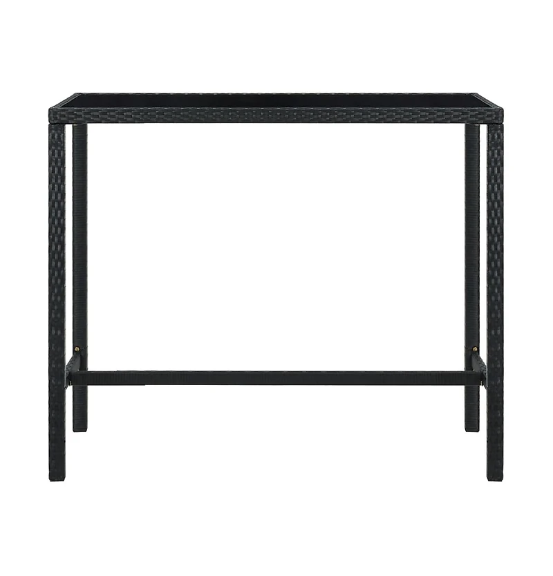 vidaXL Patio Bar Table Black 51.2"x23.6"x43.3" Poly Rattan and Glass